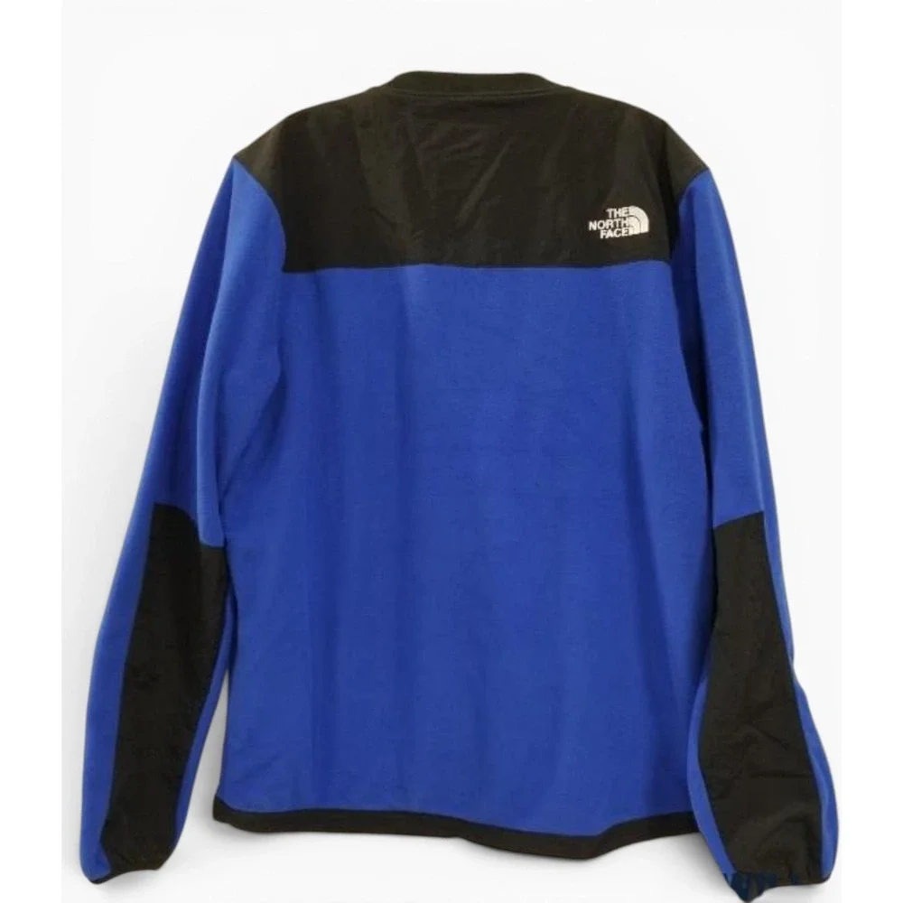 The North Face Denali Crew Pullover Mens Medium Blue Black Fleece Sweatshirt
